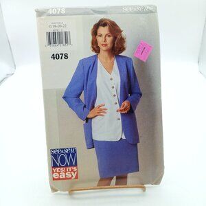 Vintage Butterick See & Sew 4078 Misses Jacket & Skirt Sewing Pattern Size 6-8-1